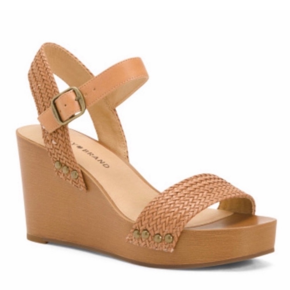 Lucky Brand Woven Platform Wedge Zyler Macaroon Weevel Weave Sandal Size 8.5